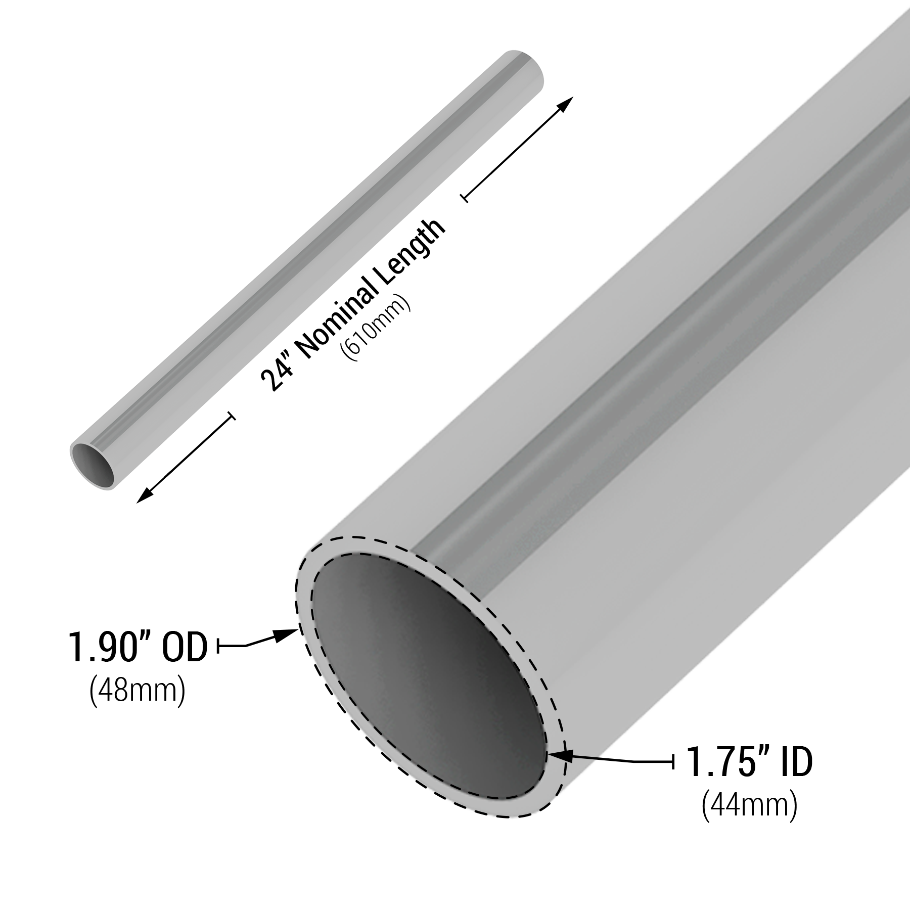 2-inch Thin Wall Furniture Grade PVC Pipe (Light Gray)