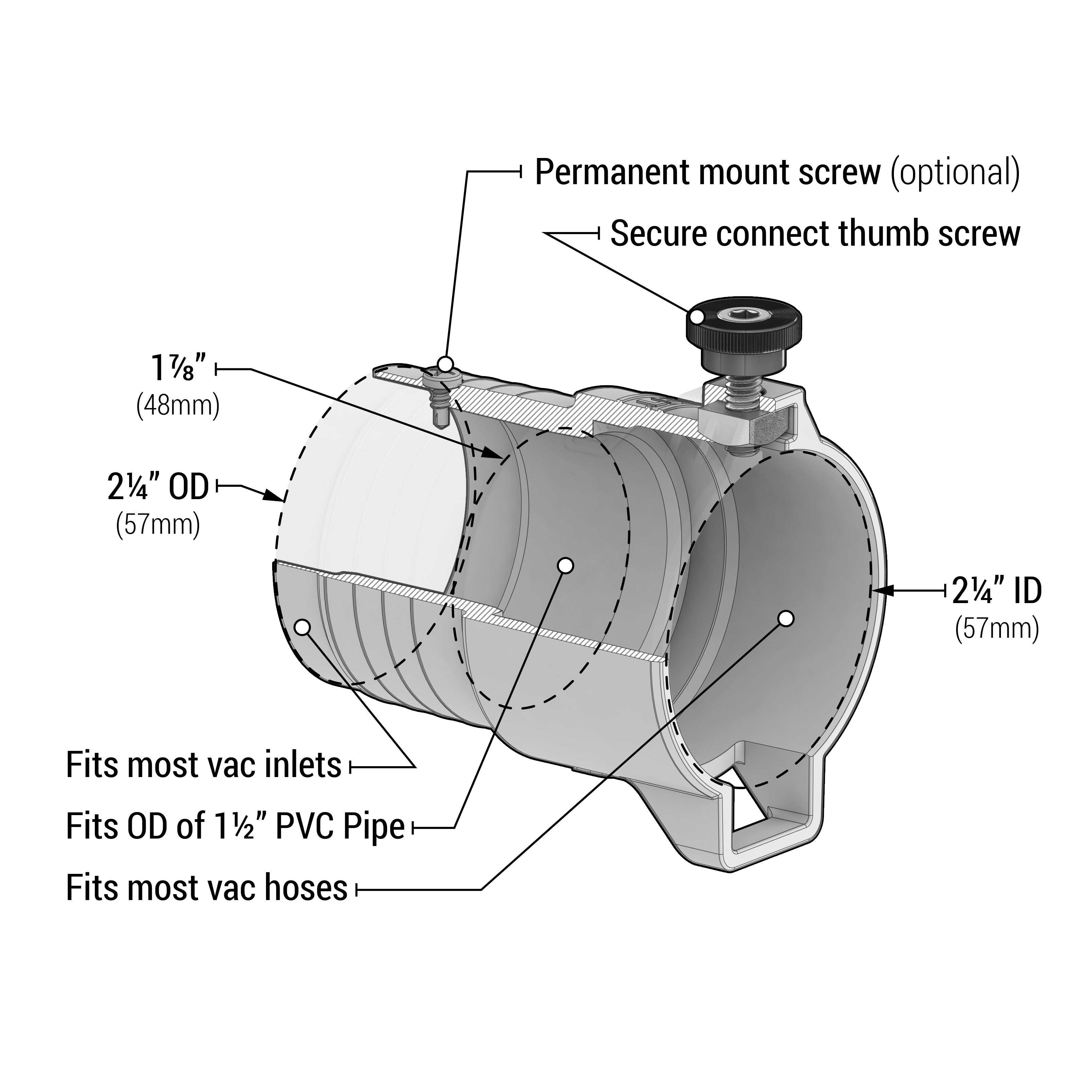 Universal Shop Vac Hose Adapter - Drawing - Mullet Tools