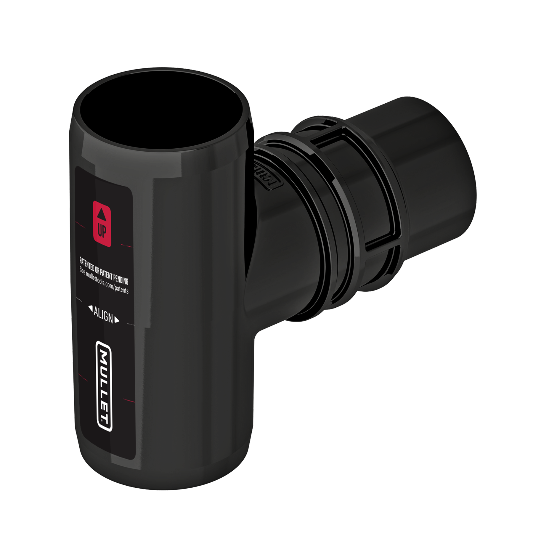 ASA blind tee for the Mullet High-Speed Cyclone Dust Collector connecting to 1.5-inch PVC pipe and the Mullet Wet Dry Shop Vacuum Hose Adapter