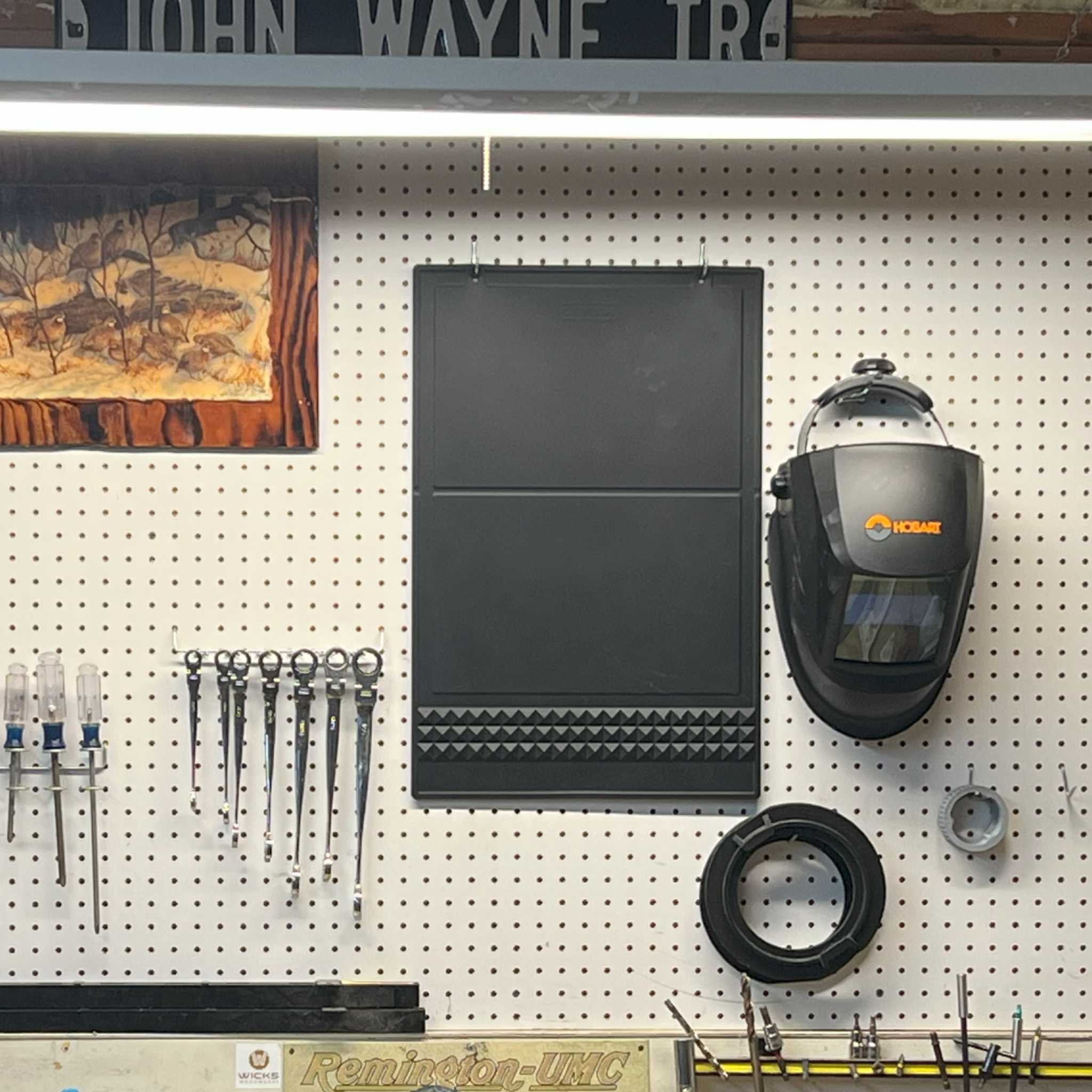 Silicon Project Mat - Hanging in Shop - Black - Mullet Tools