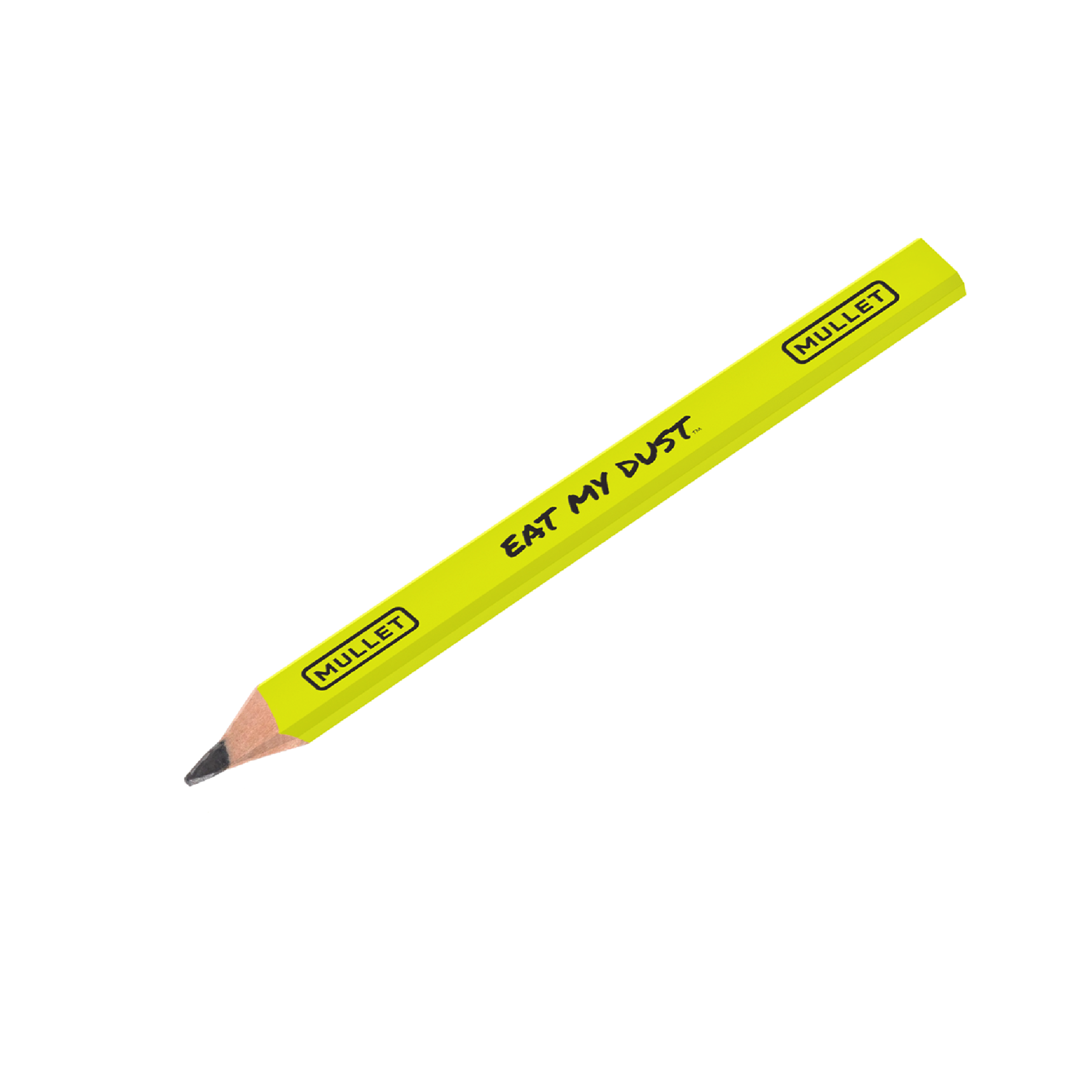 Mullet Tools Eat My Dust high-visibility carpenter pencil sharpened