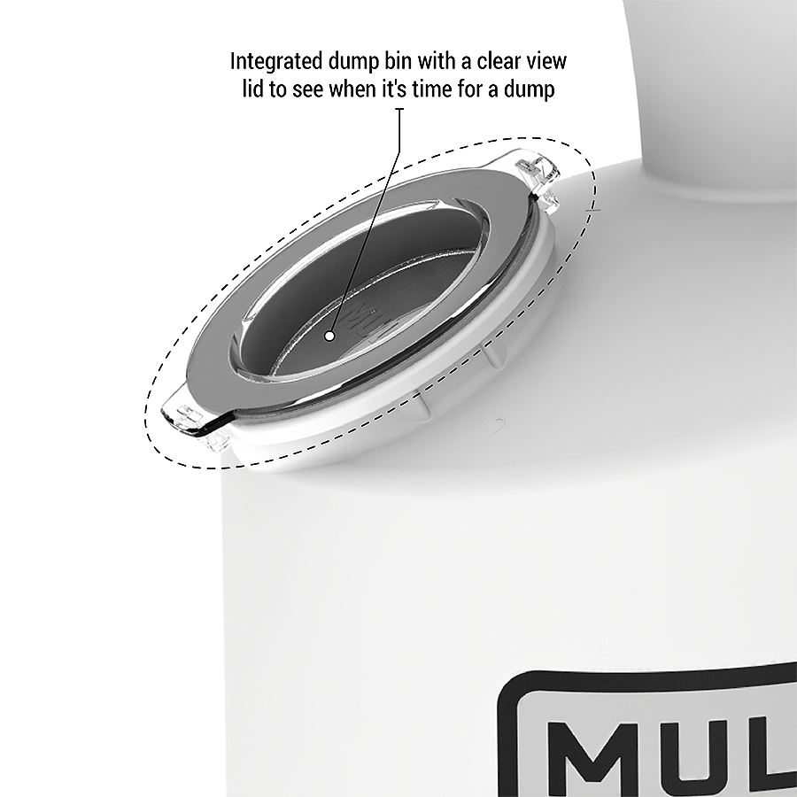 The integrated dump bin of the M5 Dust Cyclone Collection includes a clear-view lid making it easy to see when it's time for a quick dump.
