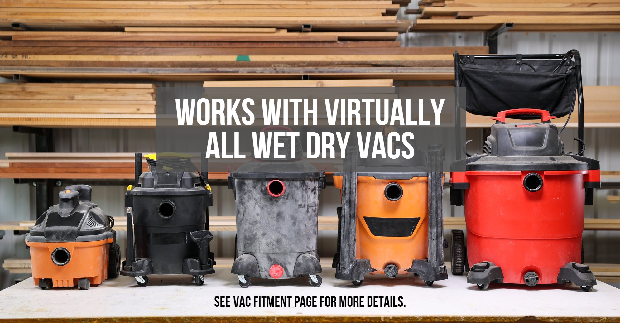 The Mullet High-Speed Cyclone Dust Collector works with virtually all wet dry shop vacuums